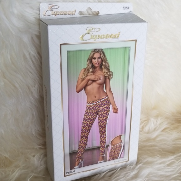 Exposed PRIDE Tuxedo Leggings S/M Curve Hugging - Picture 4 of 8